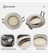 The New LED Downlight Spotlight Round Integrated Nickel Ceiling Downlight Angle Adjustable AC90-260V Home Office Hotel Lighting