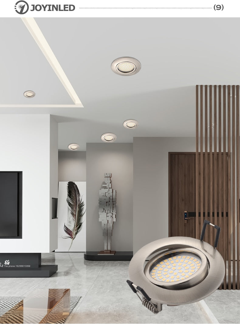 The New LED Downlight Spotlight Round Integrated Nickel Ceiling Downlight Angle Adjustable AC90-260V Home Office Hotel Lighting