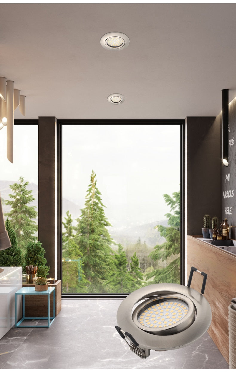 The New LED Downlight Spotlight Round Integrated Nickel Ceiling Downlight Angle Adjustable AC90-260V Home Office Hotel Lighting