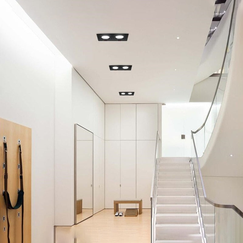 Square Dimmable Ceiling Recessed LED Downlights Ceiling Lamp 14W/20W 24W 30W  AC85-260V COB Spot Lights Indoor Lighting