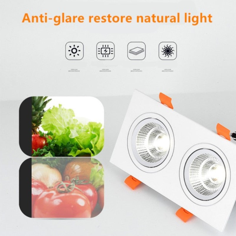 Square Dimmable Ceiling Recessed LED Downlights Ceiling Lamp 14W/20W 24W 30W  AC85-260V COB Spot Lights Indoor Lighting