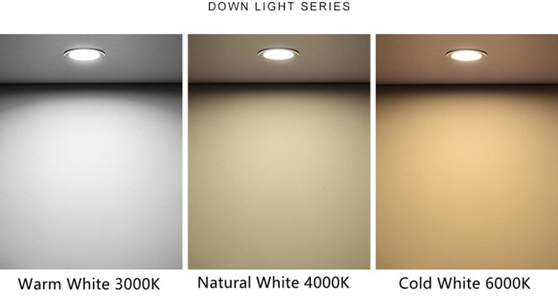 LED Downlight 220V 6W 9W 12W 18W 3 Colors 3000K 4000K 6000K Conversion White Ceiling Lamp Household Spot Lights Indoor Lighting