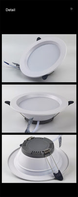 LED Downlight 220V 6W 9W 12W 18W 3 Colors 3000K 4000K 6000K Conversion White Ceiling Lamp Household Spot Lights Indoor Lighting