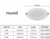 Super bright glass square round ceiling recessed panel light LED spotlight AC110V 220V LED panel downlight