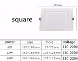 Super bright glass square round ceiling recessed panel light LED spotlight AC110V 220V LED panel downlight
