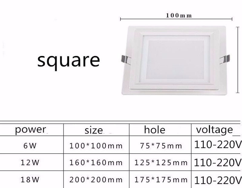 Super bright glass square round ceiling recessed panel light LED spotlight AC110V 220V LED panel downlight
