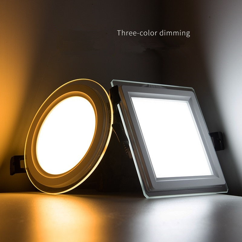 Super bright glass square round ceiling recessed panel light LED spotlight AC110V 220V LED panel downlight