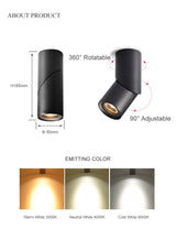 Dimmable Rotating 7W 9W 12W 15W COB LED Ceiling Downlights Spotlights AC110-220V LED Wall Lamp Warm Cold White Indoor Lighting