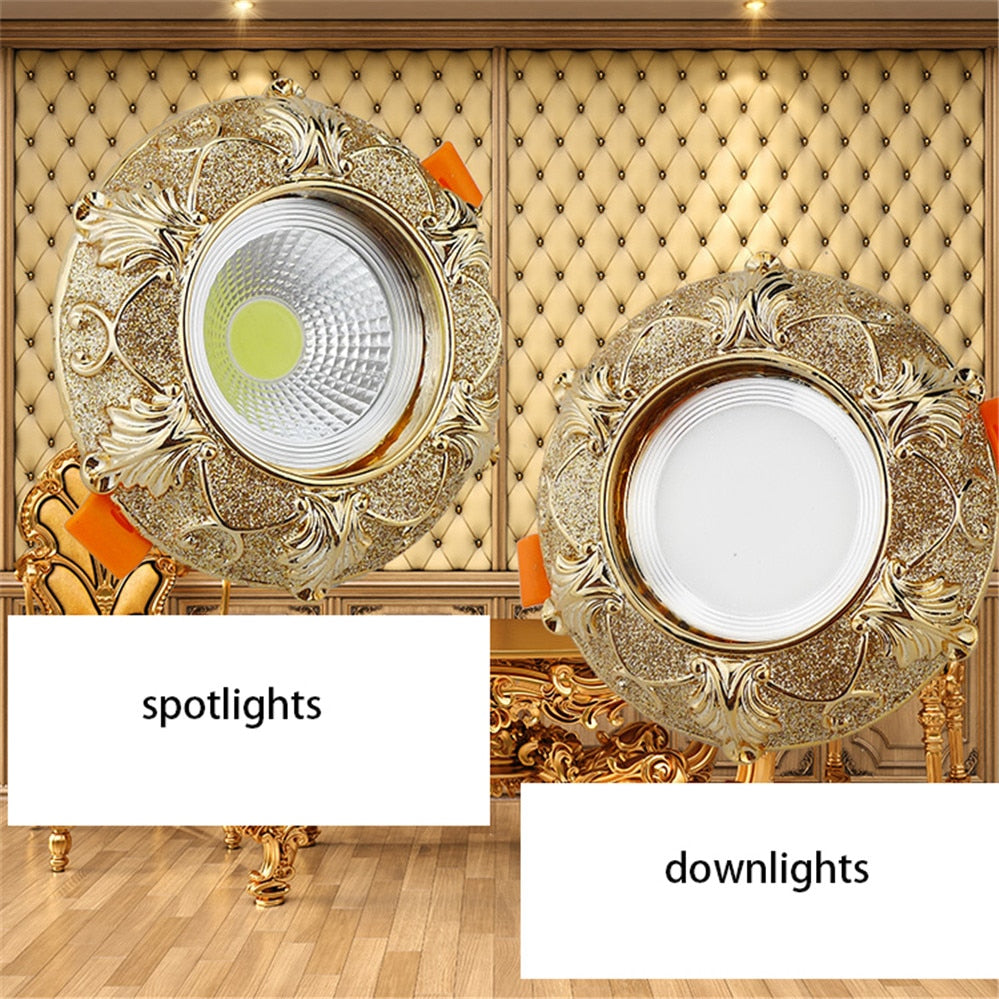 Europe Luxury Golden Retro Resin Cob Led Ceiling Lamp For Hallway Foyer Decor Spots Recessed Bull&#39;S Eye Downlights 5W 7W 220V