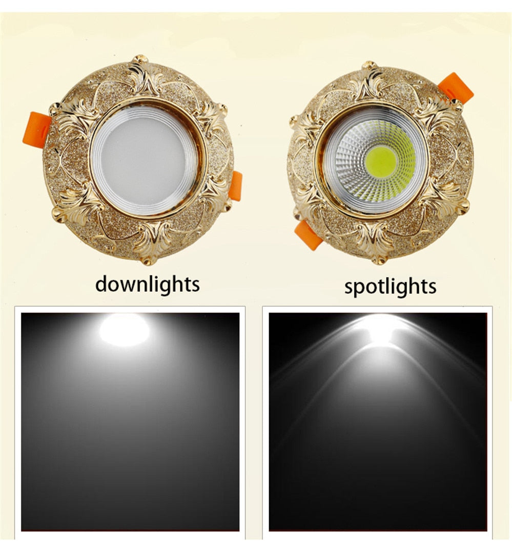 Europe Luxury Golden Retro Resin Cob Led Ceiling Lamp For Hallway Foyer Decor Spots Recessed Bull&#39;S Eye Downlights 5W 7W 220V