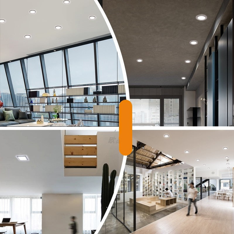 Super bright glass square round ceiling recessed panel light LED spotlight AC110V 220V LED panel downlight