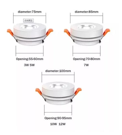 Slim LED Embedded Ceiling Down Lamp,Foldable And 360 Degree Rotatable Built in COB Spot Light Recessed Downlight Room Lam