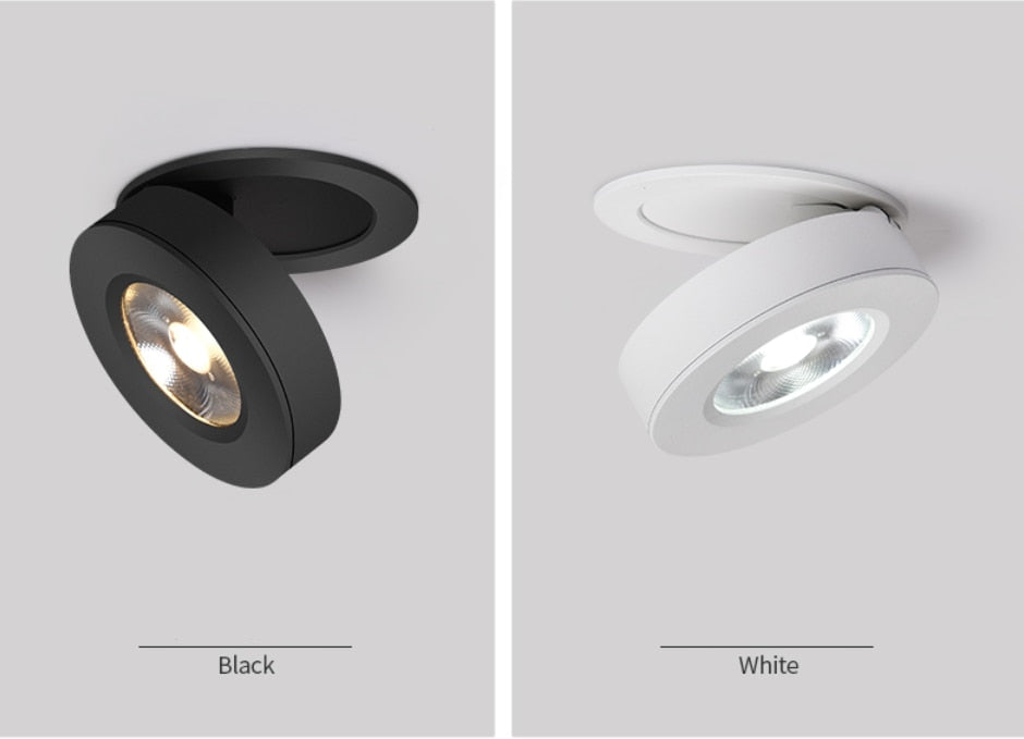 Slim LED Embedded Ceiling Down Lamp,Foldable And 360 Degree Rotatable Built in COB Spot Light Recessed Downlight Room Lam