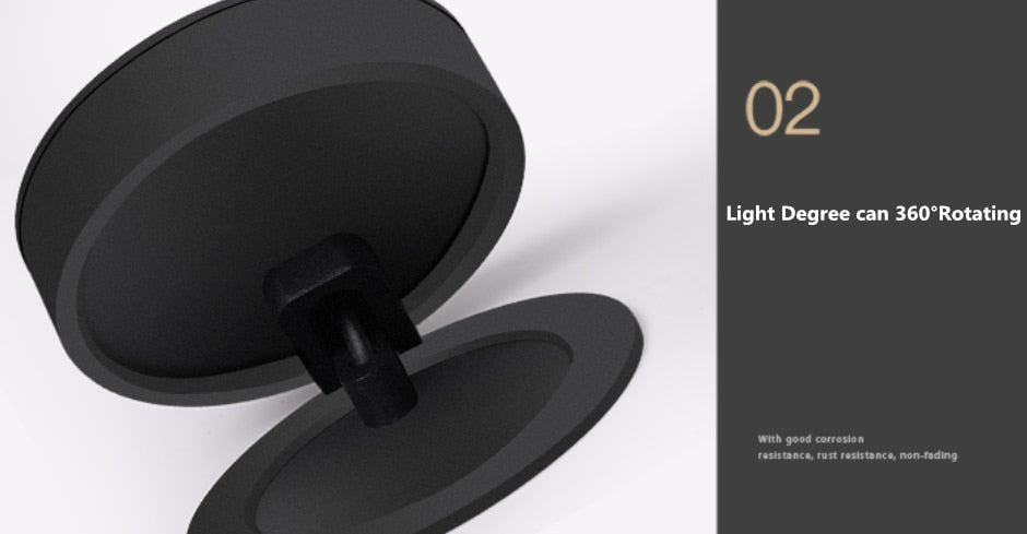 Slim LED Embedded Ceiling Down Lamp,Foldable And 360 Degree Rotatable Built in COB Spot Light Recessed Downlight Room Lam