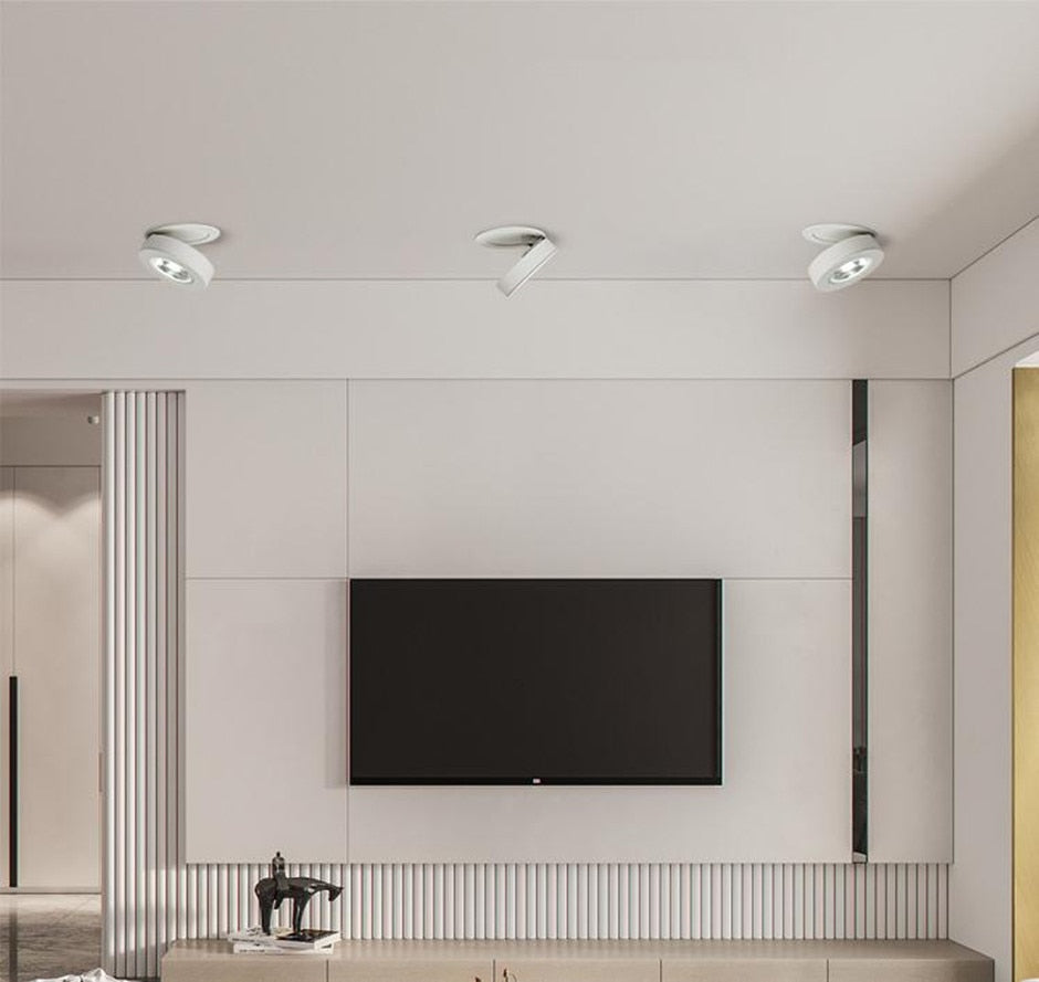 Slim LED Embedded Ceiling Down Lamp,Foldable And 360 Degree Rotatable Built in COB Spot Light Recessed Downlight Room Lam