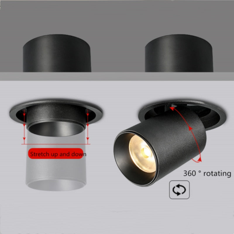 Kitchen Living room Indoor square Angle Adjust Stretchable LED COB Recessed Downlight 12W 15W 18W 24W LED Ceiling Spot