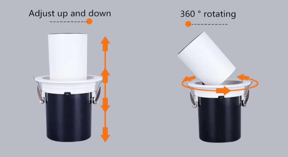 Kitchen Living room Indoor square Angle Adjust Stretchable LED COB Recessed Downlight 12W 15W 18W 24W LED Ceiling Spot