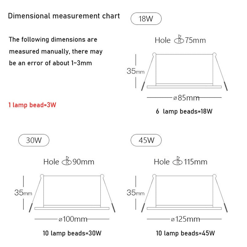 QIUBOSS Modern LED Grille Light AC220V Recessed Led Downlight Dimmable Household Spotlight 30W Embedded Lighting Lamp for Indoor