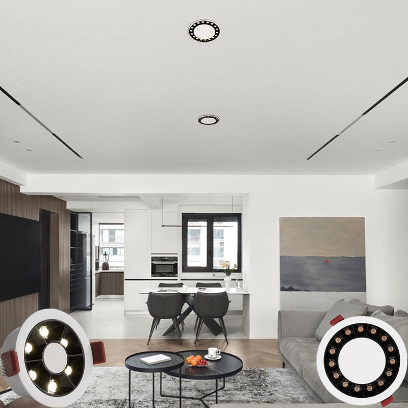 QIUBOSS Modern LED Grille Light AC220V Recessed Led Downlight Dimmable Household Spotlight 30W Embedded Lighting Lamp for Indoor