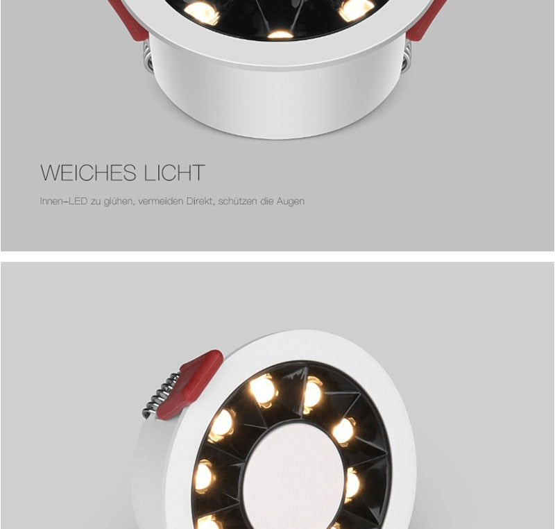 QIUBOSS Modern LED Grille Light AC220V Recessed Led Downlight Dimmable Household Spotlight 30W Embedded Lighting Lamp for Indoor