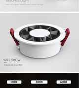 QIUBOSS Modern LED Grille Light AC220V Recessed Led Downlight Dimmable Household Spotlight 30W Embedded Lighting Lamp for Indoor