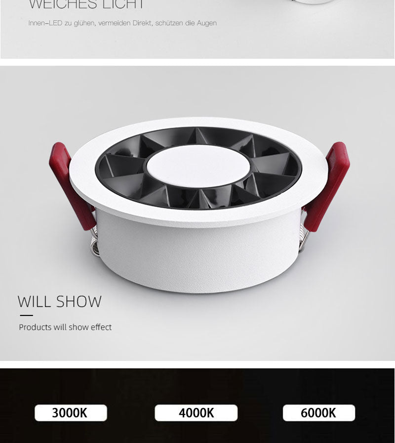 QIUBOSS Modern LED Grille Light AC220V Recessed Led Downlight Dimmable Household Spotlight 30W Embedded Lighting Lamp for Indoor