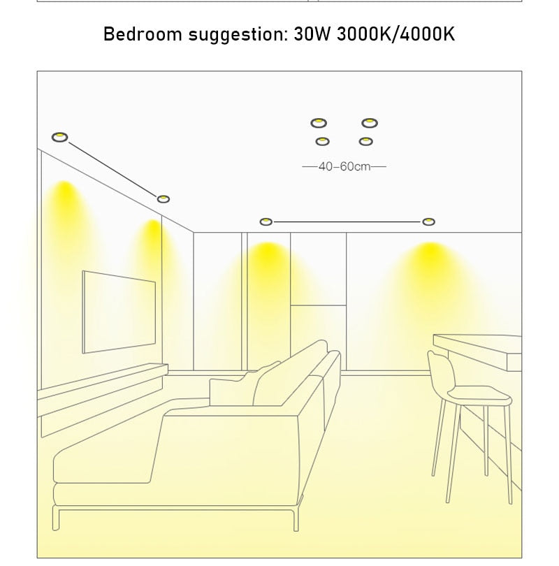 QIUBOSS Modern LED Grille Light AC220V Recessed Led Downlight Dimmable Household Spotlight 30W Embedded Lighting Lamp for Indoor