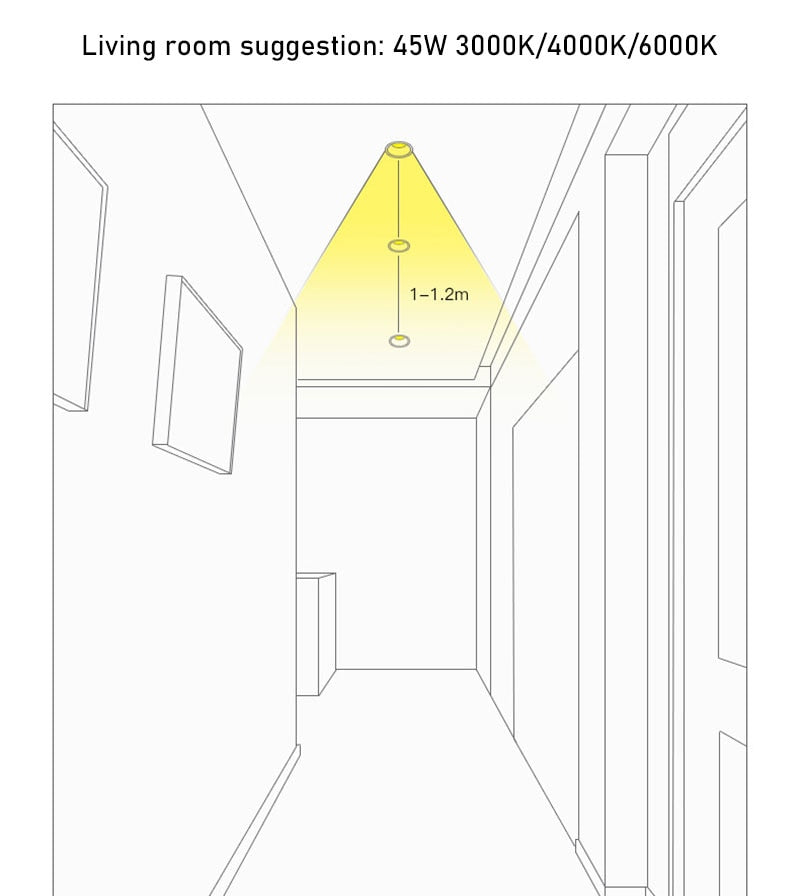 QIUBOSS Modern LED Grille Light AC220V Recessed Led Downlight Dimmable Household Spotlight 30W Embedded Lighting Lamp for Indoor