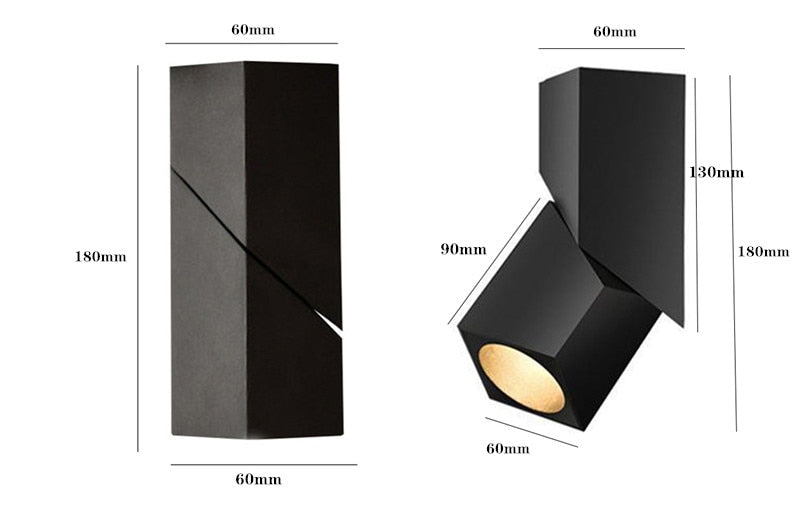 Folding 360 rotating downlight 3W 7W 12W 15W,85-265V surface mounted downlight LED background light indoor lighting