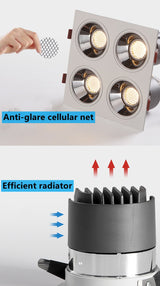 Dimmable COB Downlight 110V 220V LED spotlight 28W 48W Square Ceiling grid Lamp Supermarket and Shopping Mall Lighting