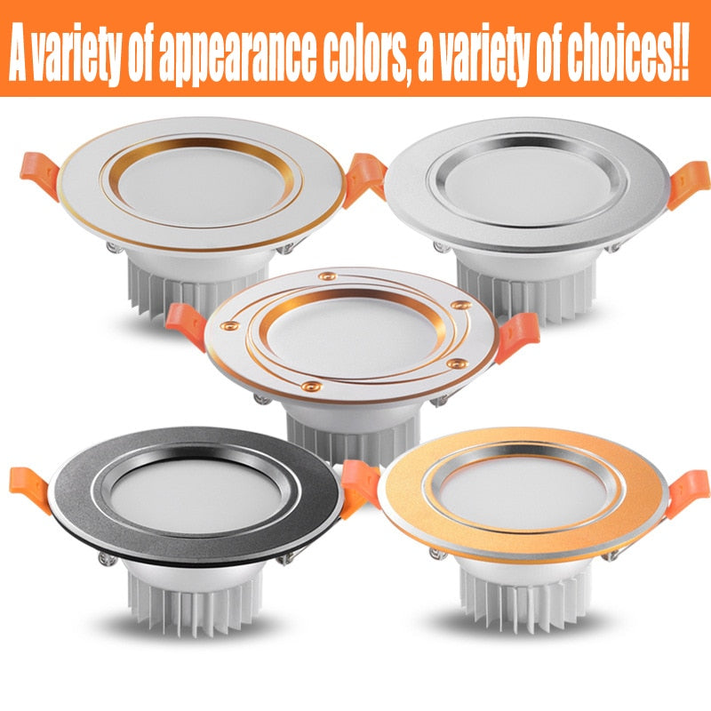 NEARCAM LED Downlight 5W 7W Embedded Round LED Spotlight AC 220V 230V 240V Indoor Lighting Warm White Cool White Tri-color Light