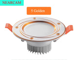 NEARCAM LED Downlight 5W 7W Embedded Round LED Spotlight AC 220V 230V 240V Indoor Lighting Warm White Cool White Tri-color Light