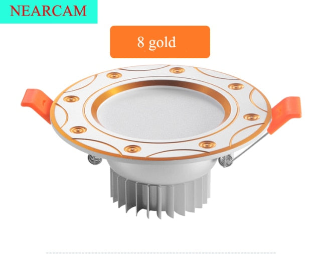 NEARCAM LED Downlight 5W 7W Embedded Round LED Spotlight AC 220V 230V 240V Indoor Lighting Warm White Cool White Tri-color Light