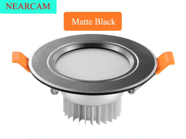 NEARCAM LED Downlight 5W 7W Embedded Round LED Spotlight AC 220V 230V 240V Indoor Lighting Warm White Cool White Tri-color Light