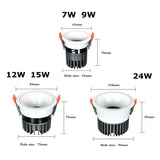 New Recessed Anti Glare COB LED Downlights 7W/10W/12W/15W LED Ceiling Spot Lights AC85~265V Background Lamps Indoor Lighting