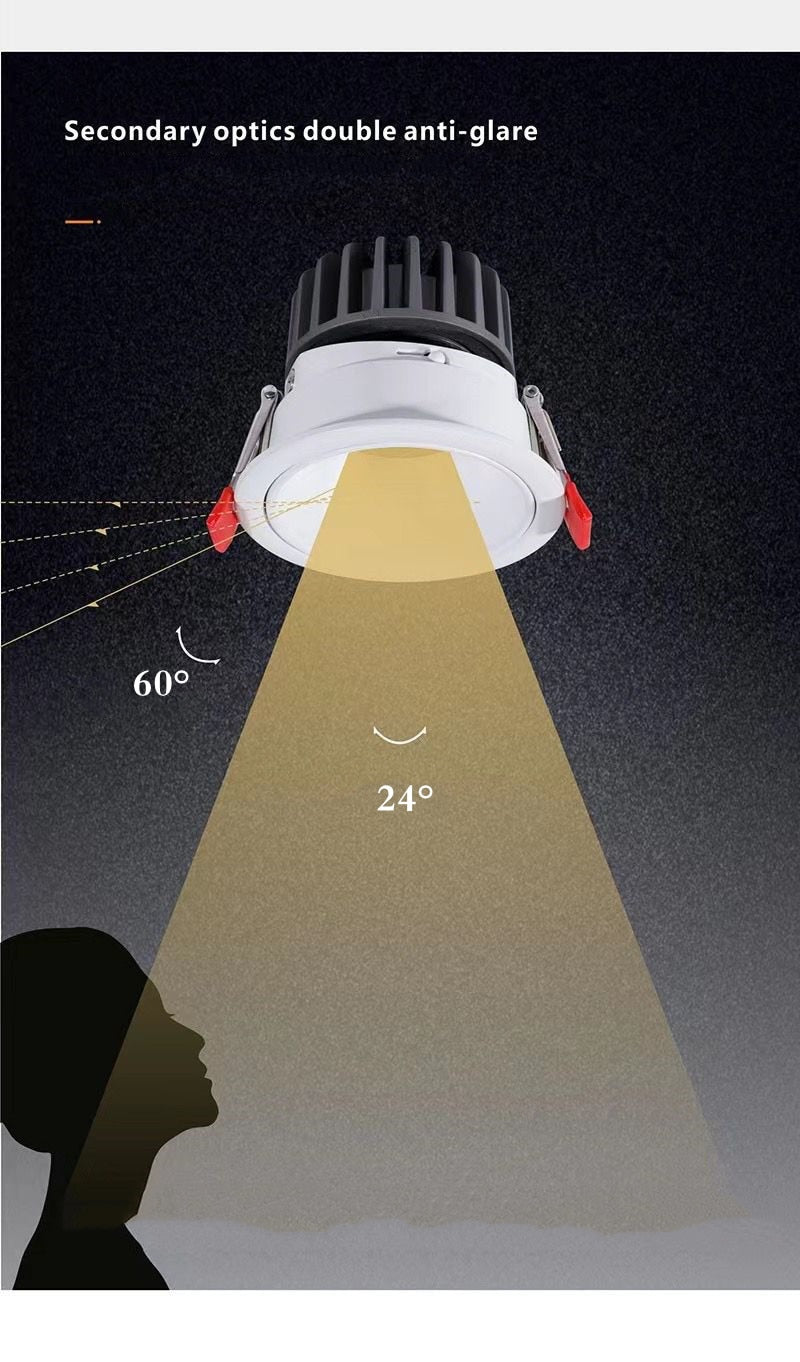 New Recessed Anti Glare COB LED Downlights 7W/10W/12W/15W LED Ceiling Spot Lights AC85~265V Background Lamps Indoor Lighting