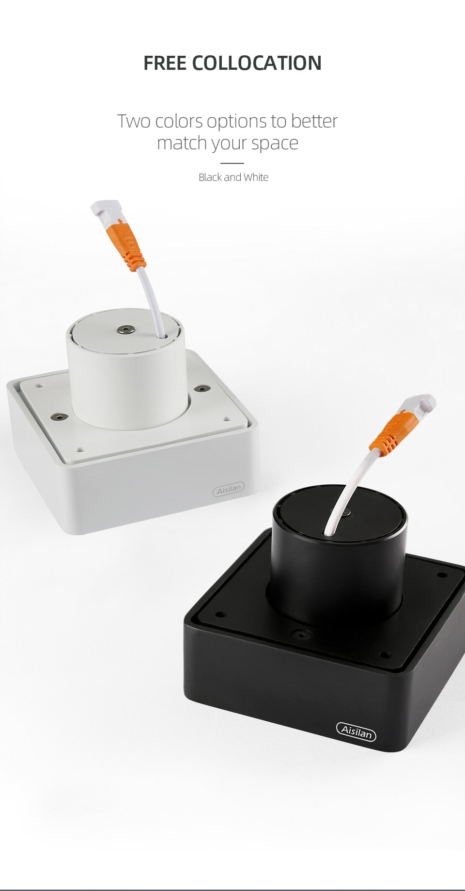 Aisilan LED ultra-thin surface mounted downlight without main light ceiling spot light Square Recessed Lamp living room  bedroom