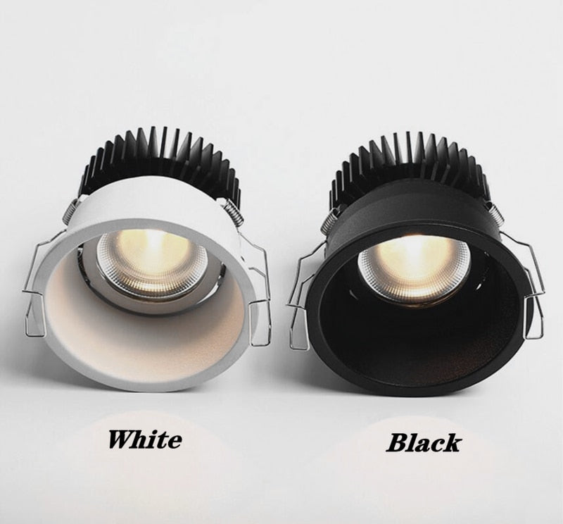 Dimmable Recessed Narrow Border Anti-glare COB LED Downlights AC85-265V 9W 12W 15W 20W LED Ceiling Lamps Hotel Villa Lighting