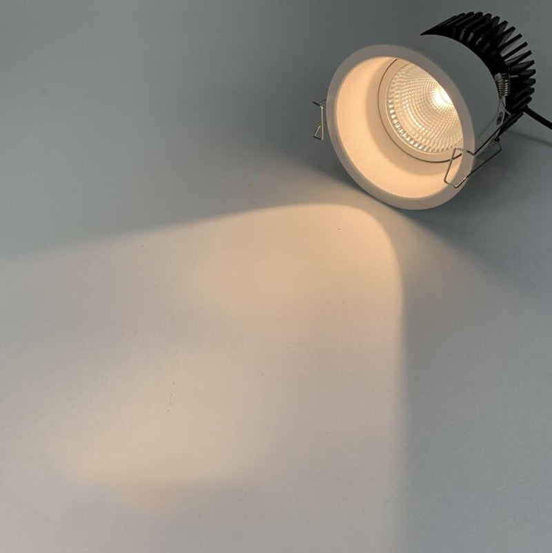 Dimmable Recessed Narrow Border Anti-glare COB LED Downlights AC85-265V 9W 12W 15W 20W LED Ceiling Lamps Hotel Villa Lighting