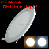 DHL/Fedex  Free ship30pcs/lot Ultra thin 15W led panel light AC85-265V White/Warm White/Cold White LED Downlight Recessed light