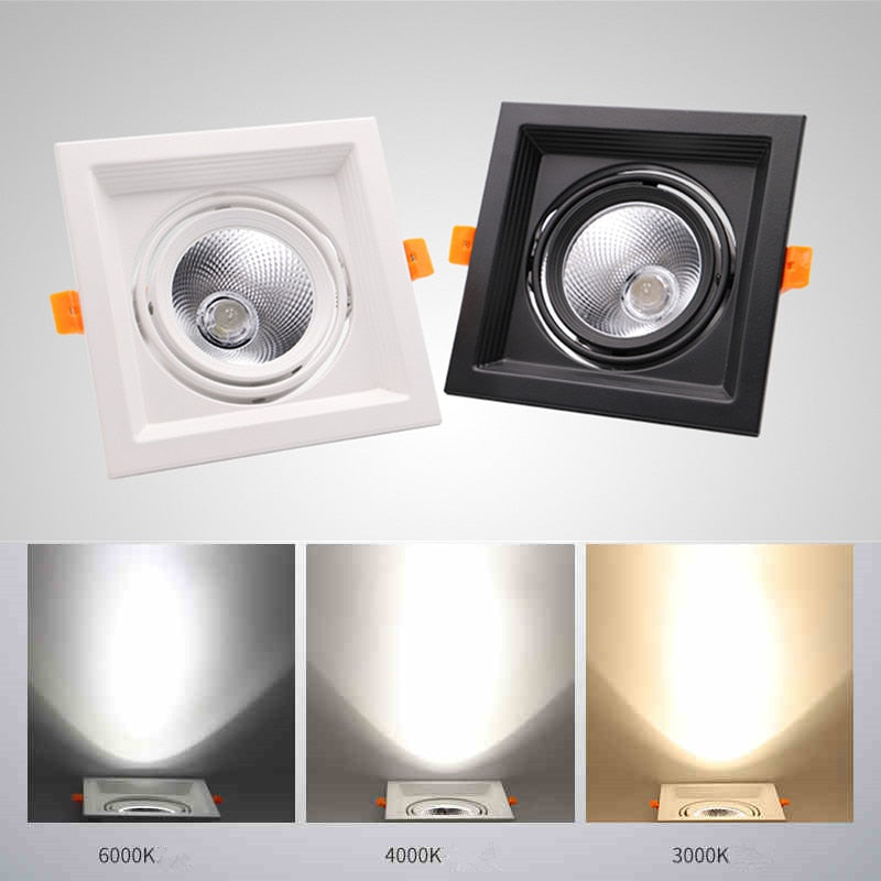 Dimmable High Quality Square 10W 15w 20W COB Ceiling Lamp Recessed LED DownLight LED Spotlight Indoor Lighting