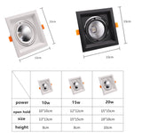 Dimmable High Quality Square 10W 15w 20W COB Ceiling Lamp Recessed LED DownLight LED Spotlight Indoor Lighting