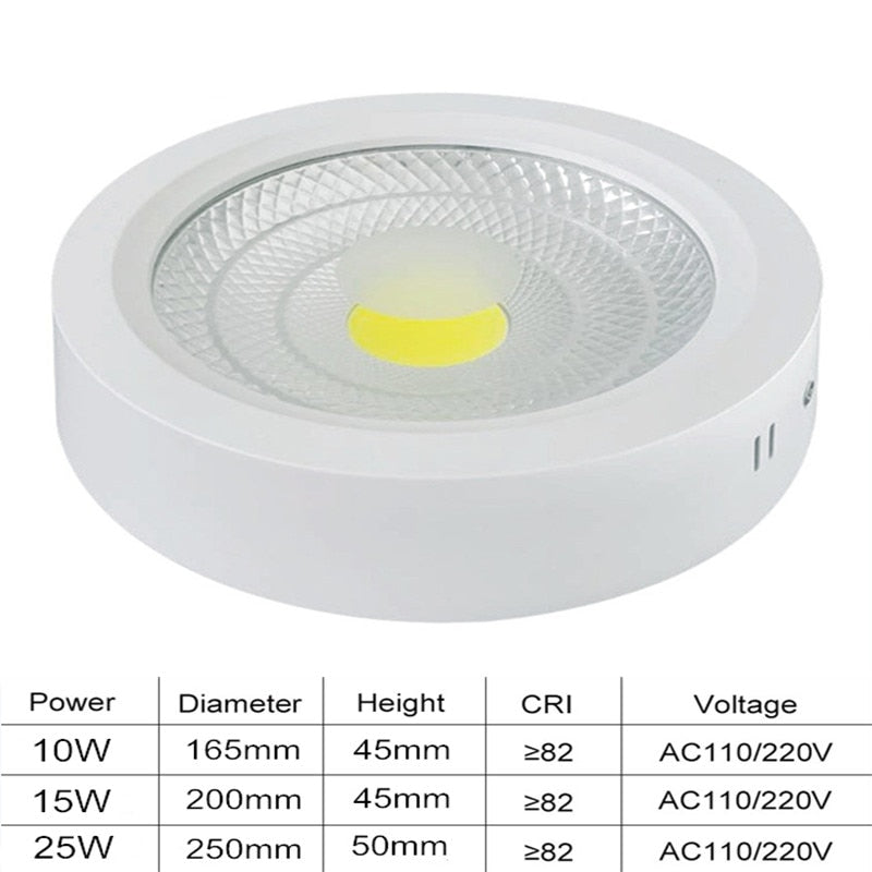 Dimmable LED COB Surface Mounted Downlight 10W 15W 25W AC85-265V Ceiling Spot Light Home Decor