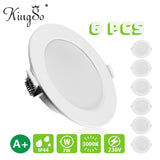 KingSo 6PCS LED Downlights 7W 600LM 230V 100mm 3000K IP44 Recessed Ceiling lights for Living Room Bedroom Kitchen