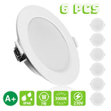 KingSo 6PCS LED Downlights 7W 600LM 230V 100mm 3000K IP44 Recessed Ceiling lights for Living Room Bedroom Kitchen