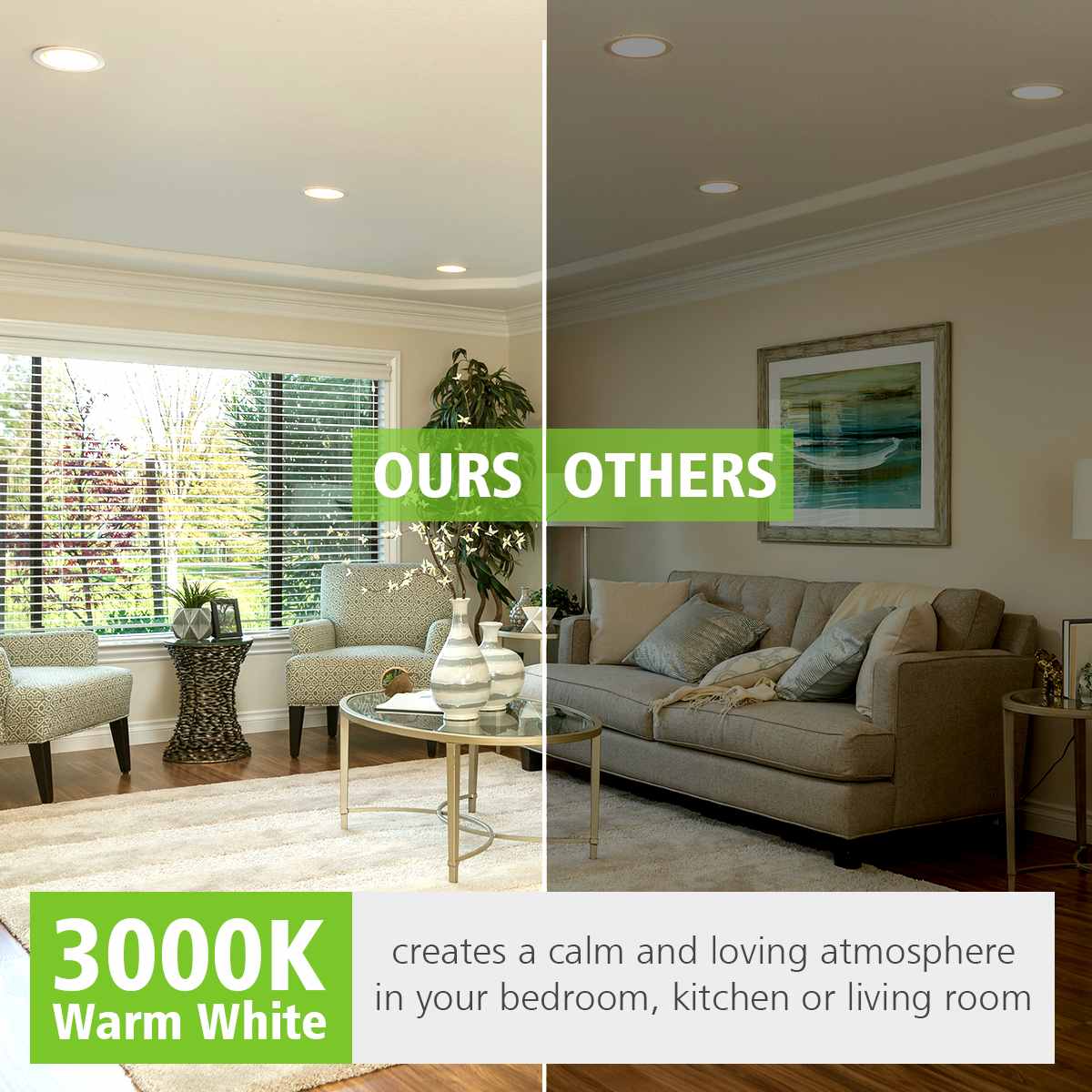 KingSo 6PCS LED Downlights 7W 600LM 230V 100mm 3000K IP44 Recessed Ceiling lights for Living Room Bedroom Kitchen