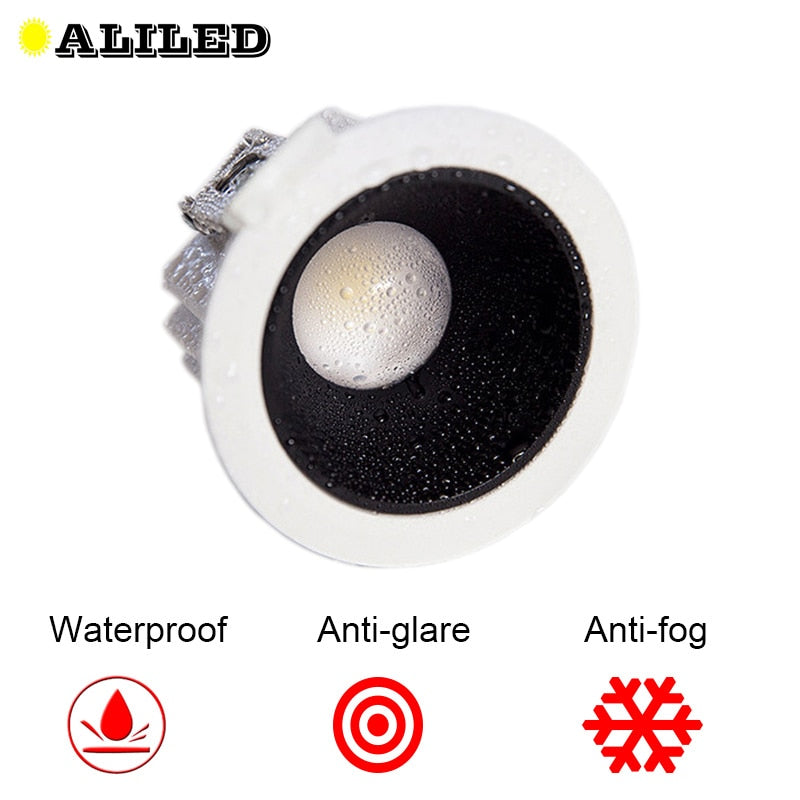 Embedded Ceiling Led Downlight 15W Home Hotel Villa Waterproof Anti-Fog and Moisture-Proof Super Bright Cob Anti-Glare Downlight