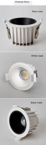 Embedded Ceiling Led Downlight 15W Home Hotel Villa Waterproof Anti-Fog and Moisture-Proof Super Bright Cob Anti-Glare Downlight