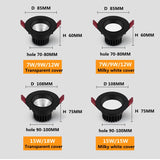 Dimmable Anti-Glare Downlight Embedded 7W 9W 12W 15W 18W Adjustable Angle Home Living Room Background Wall LED Spotlight