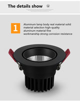 Dimmable Anti-Glare Downlight Embedded 7W 9W 12W 15W 18W Adjustable Angle Home Living Room Background Wall LED Spotlight